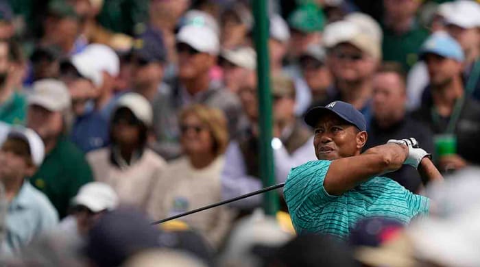 Tiger Woods is pictured at the 2022 Masters.